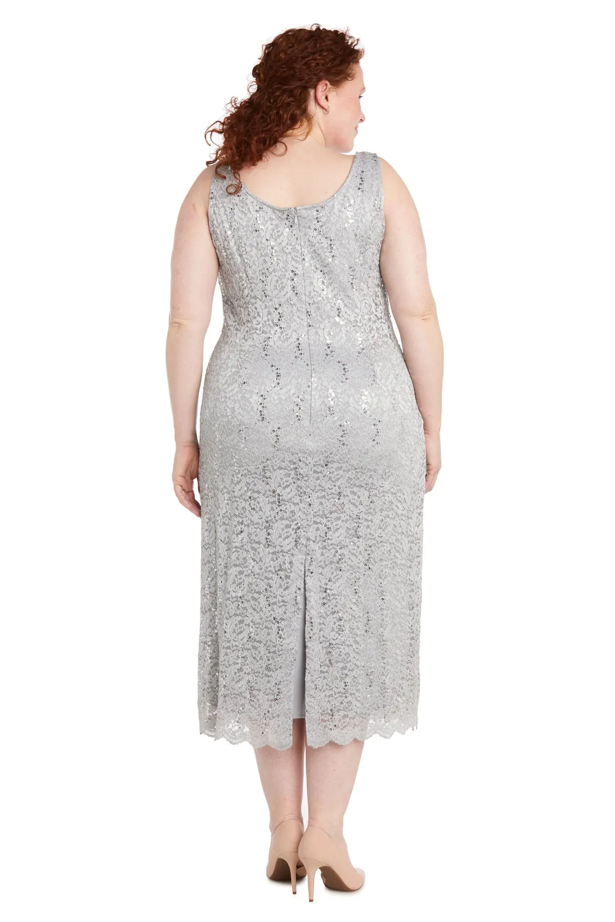 Plus Size Women Sleeveless Lace Dress and Jacket