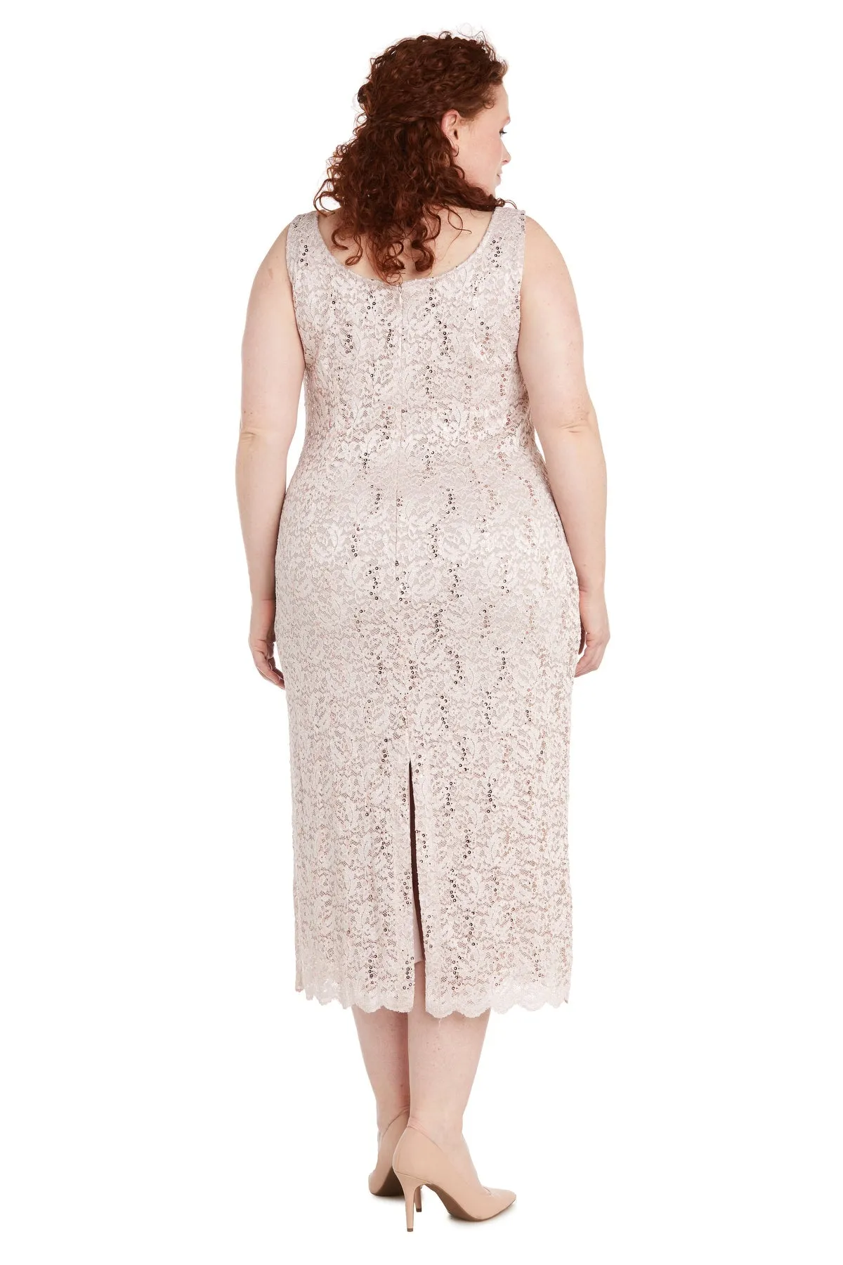 Plus Size Women Sleeveless Lace Dress and Jacket