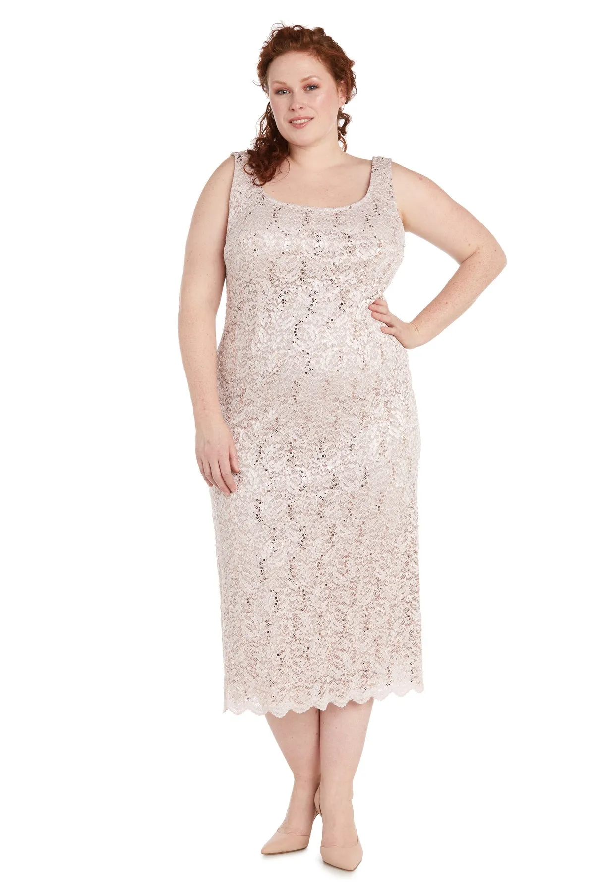 Plus Size Women Sleeveless Lace Dress and Jacket