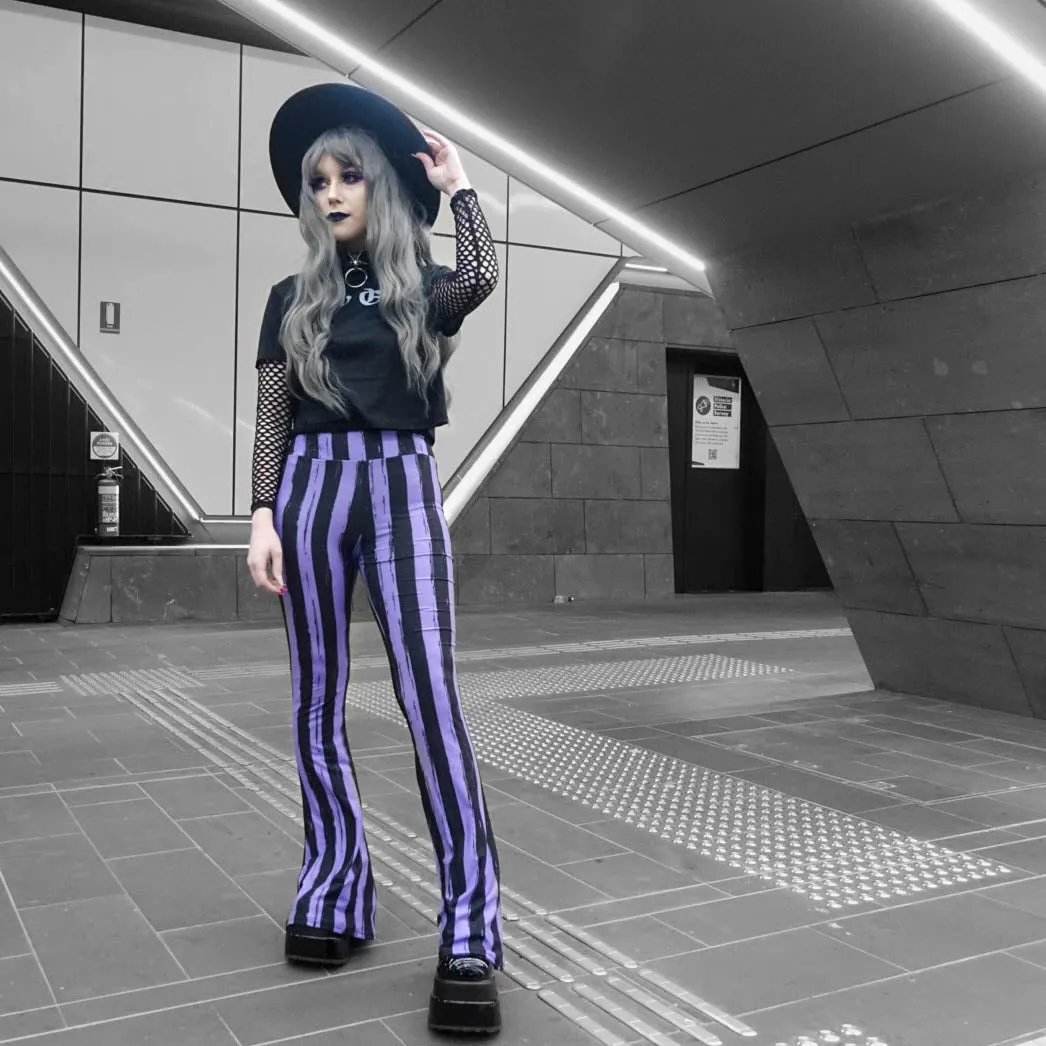 Purple Black Striped Hellz Bellz Flares