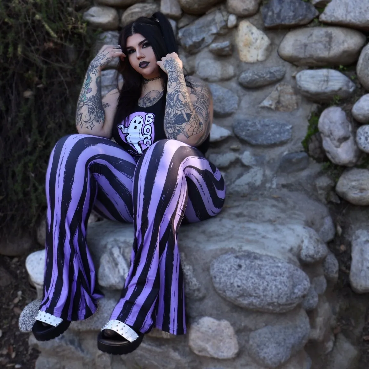 Purple Black Striped Hellz Bellz Flares