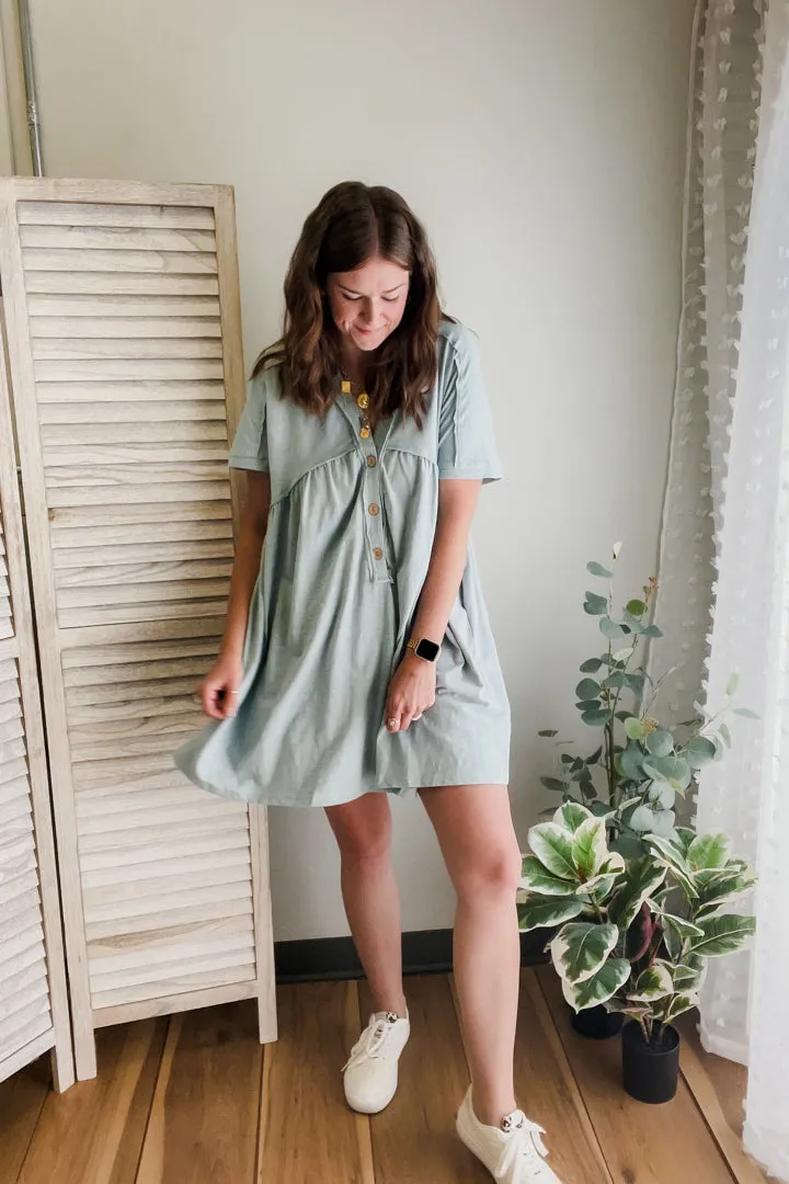 Raw Hem Button Dress