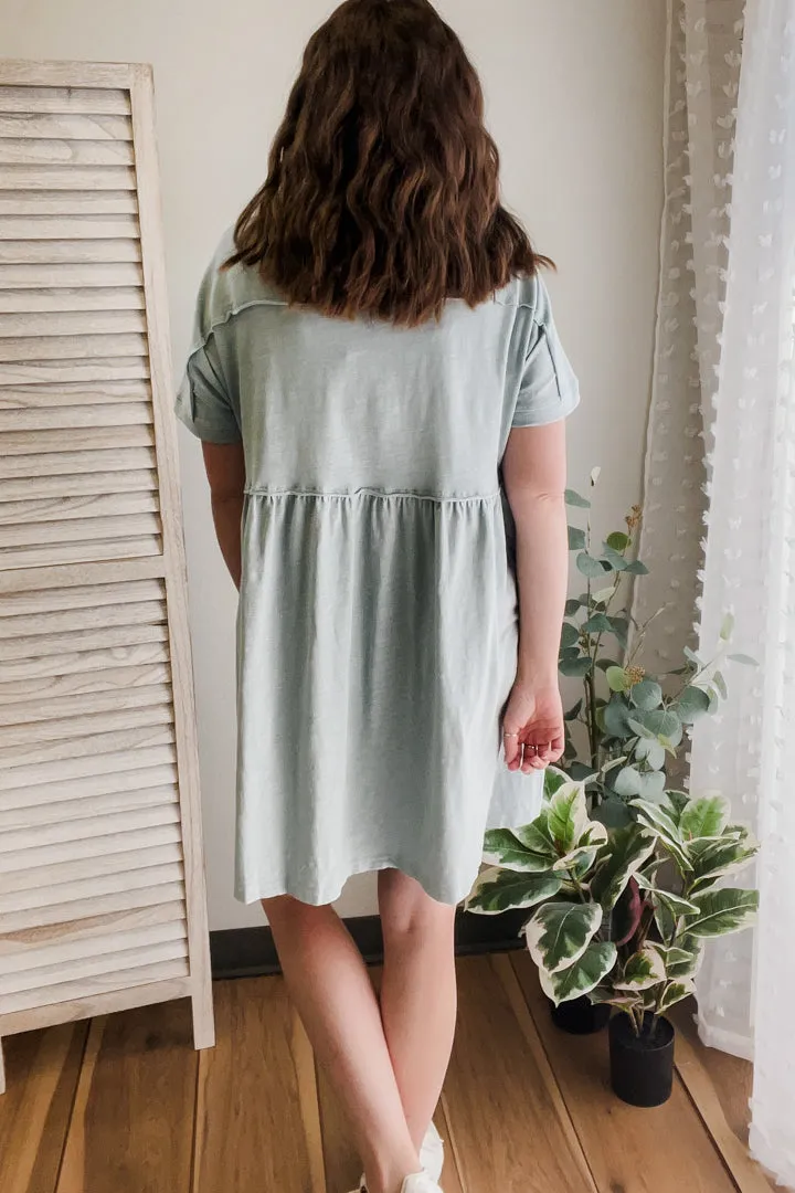 Raw Hem Button Dress