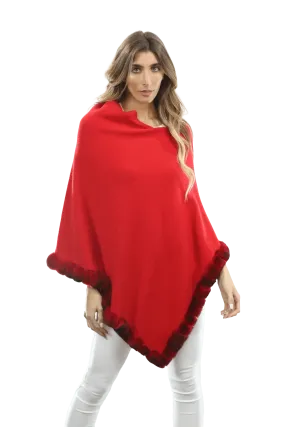 Red Poncho with Rex Rabbit Trim