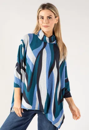 Roll Neck Knit Poncho Style Top