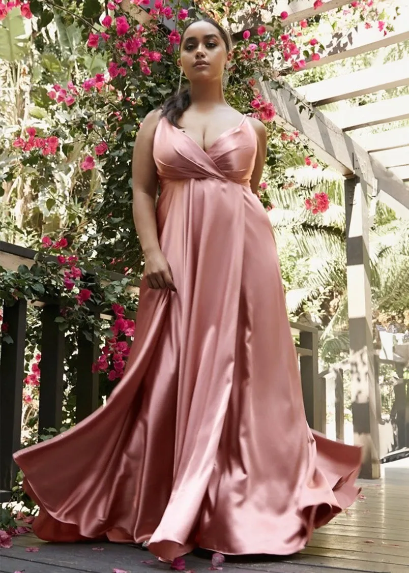 Roxy Satin Sweetheart Flow Maxi Dress Mahogany