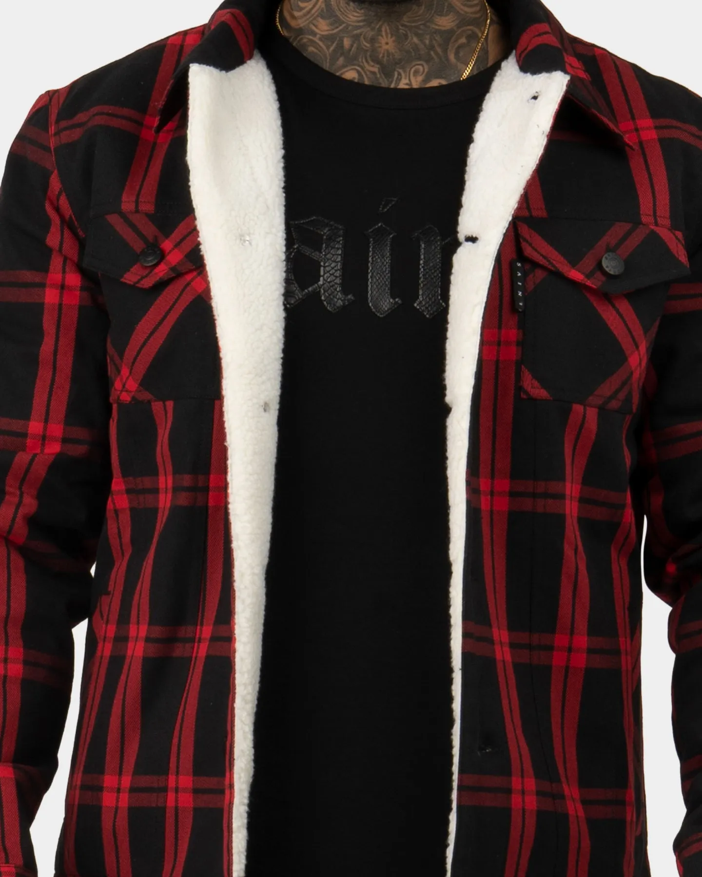 Saint Morta Prima Sherpa Jacket Black/Red