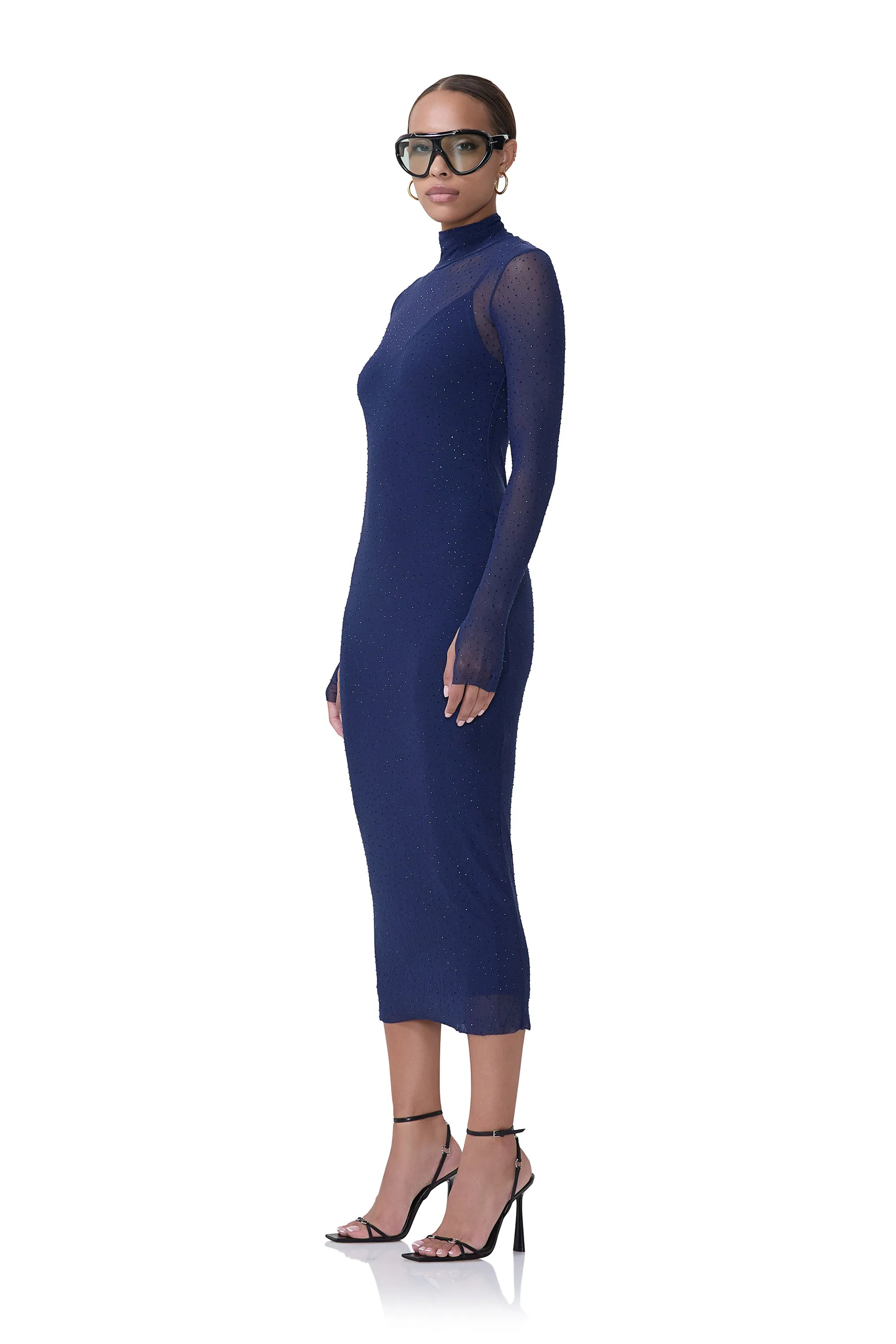 Shailene Rhinestone Dress - Bright Navy