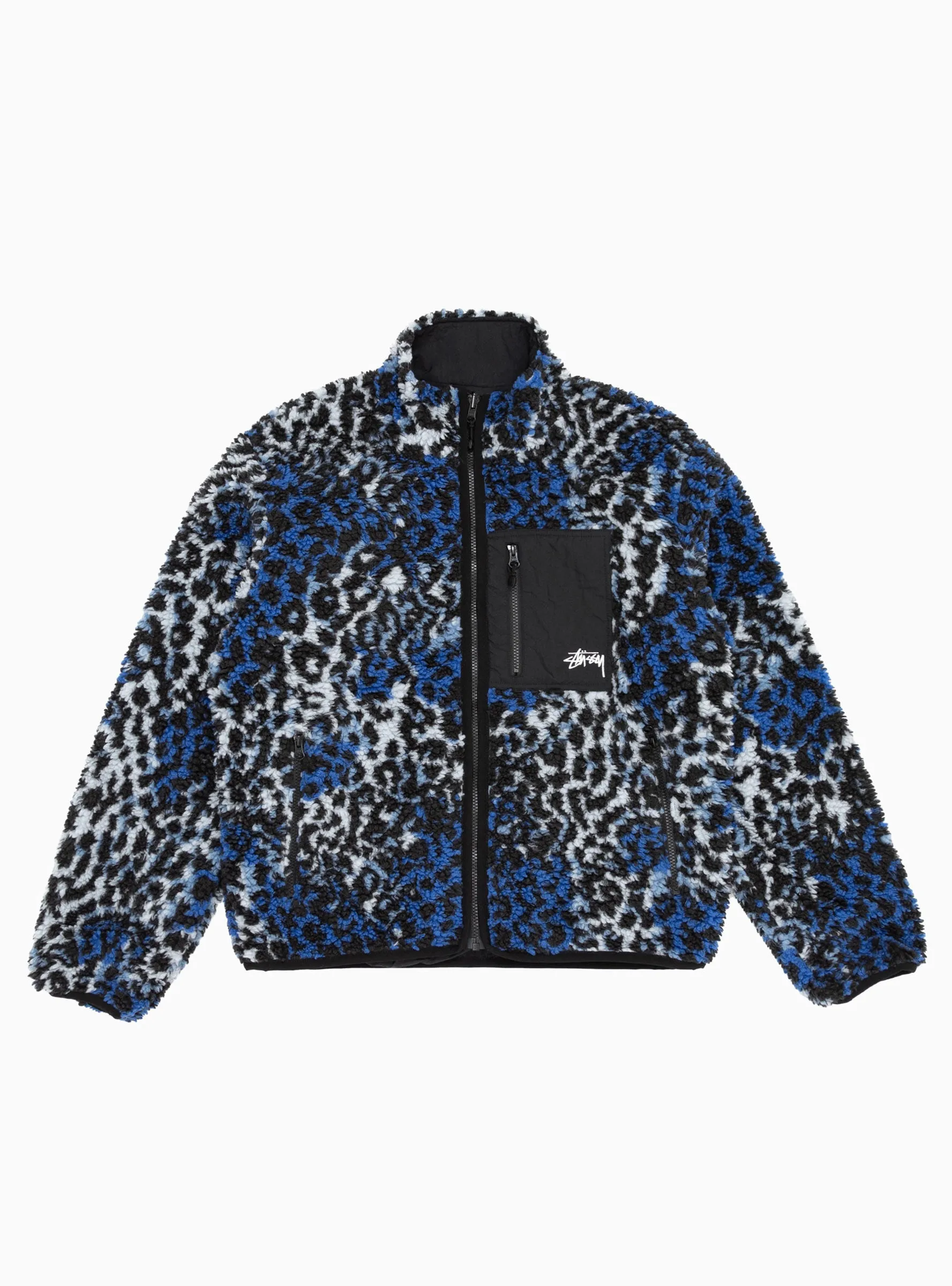 Sherpa Reversible Jacket Blue Leopard