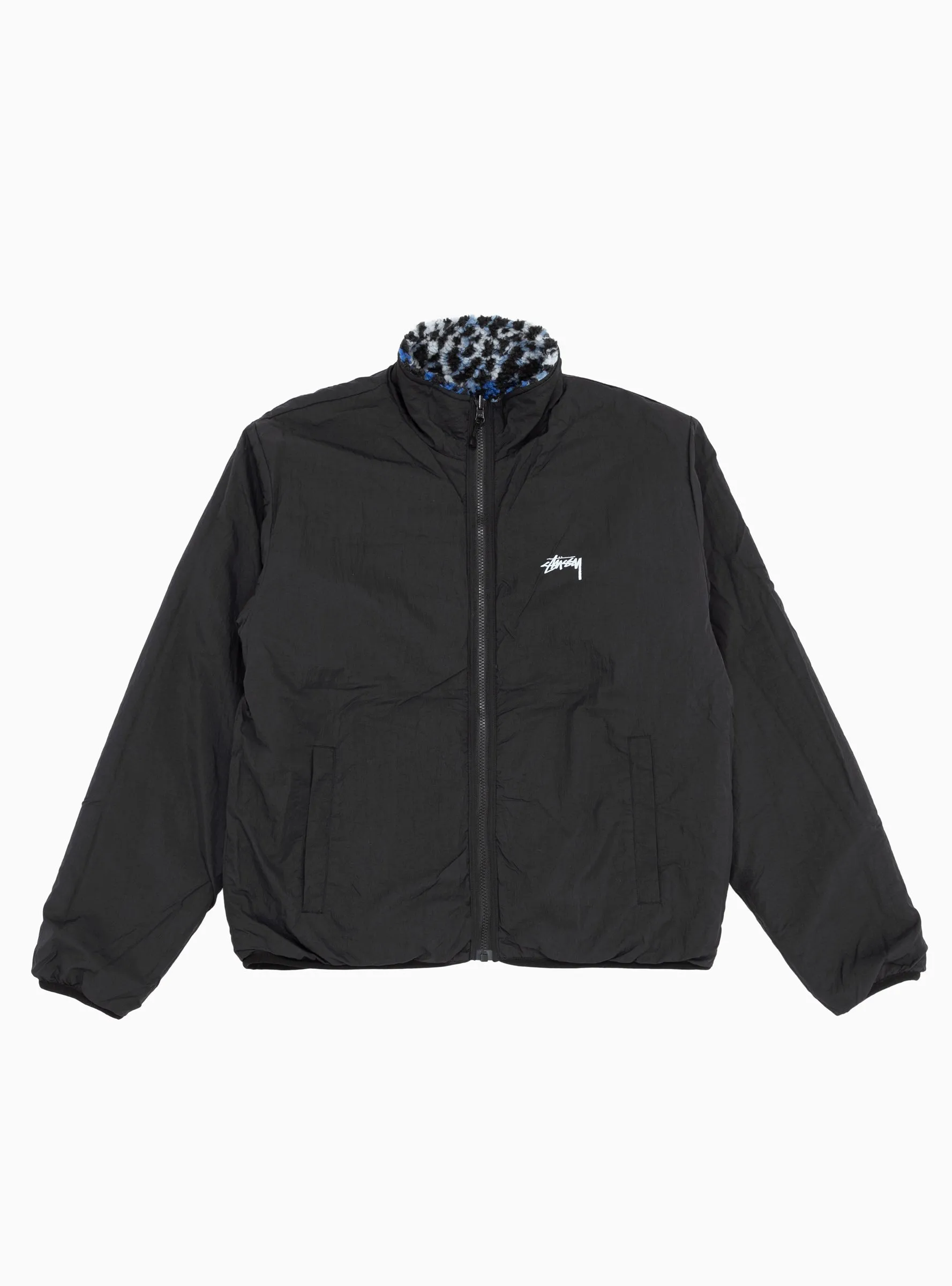 Sherpa Reversible Jacket Blue Leopard