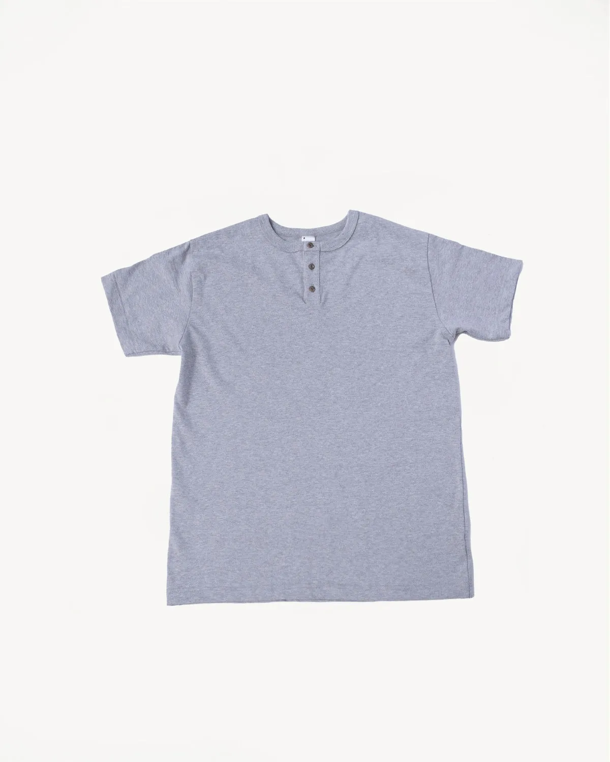 Short Sleeve Henley - Heather Grey