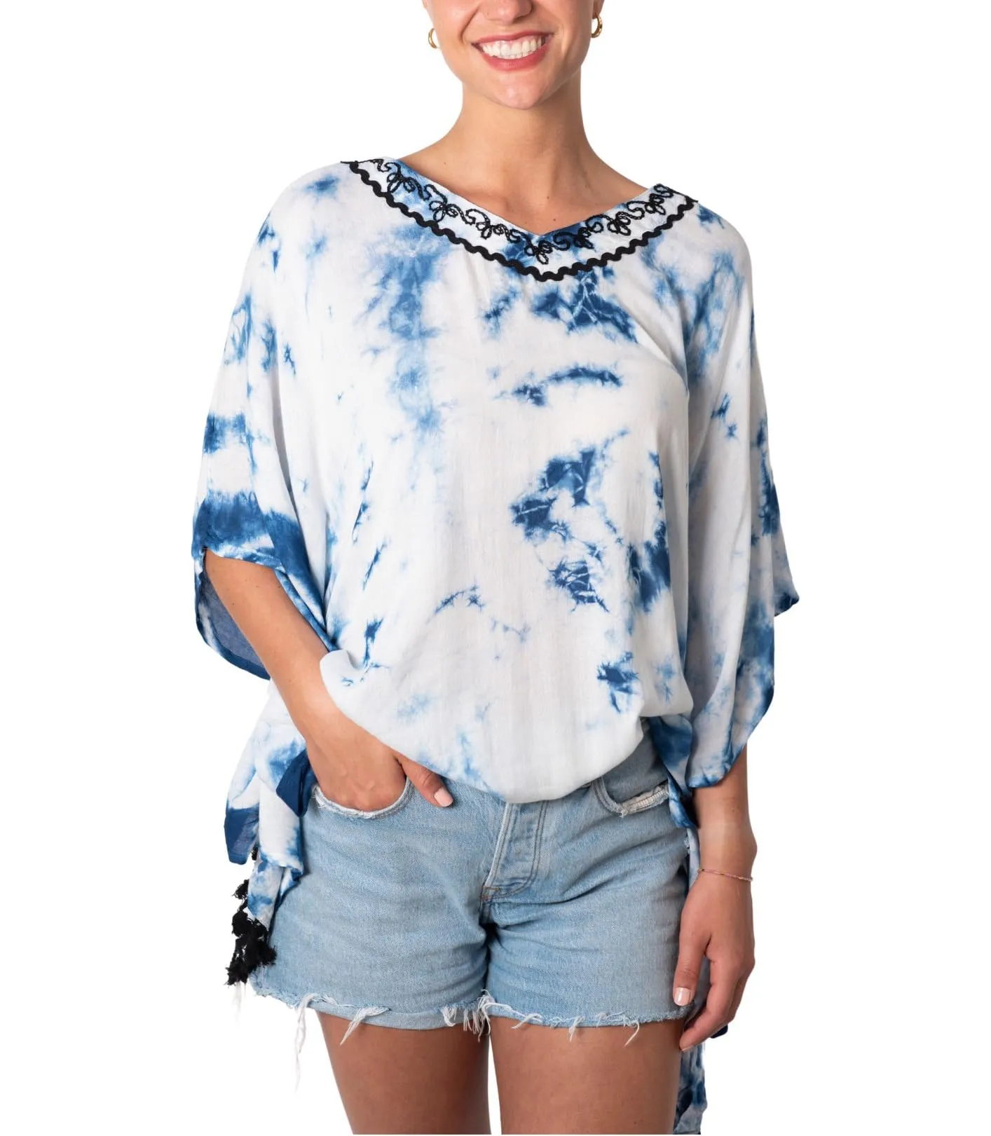 Short Tie Dye Cover Up Poncho