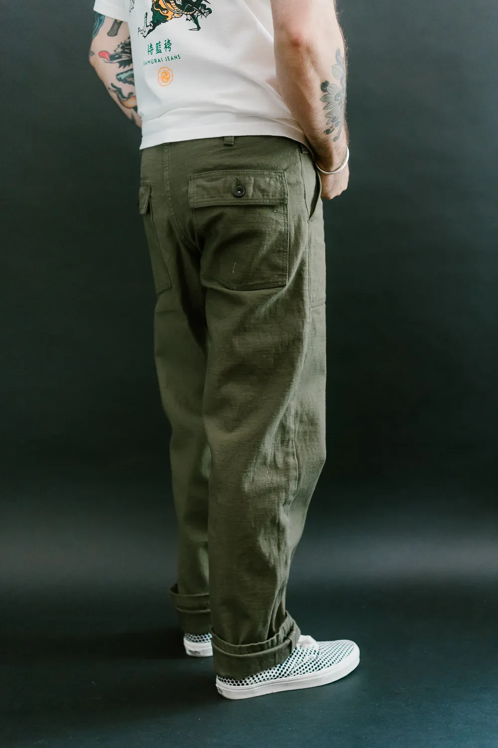 SJ52BP - 15oz Back Satin Heavy Baker Pant - Olive