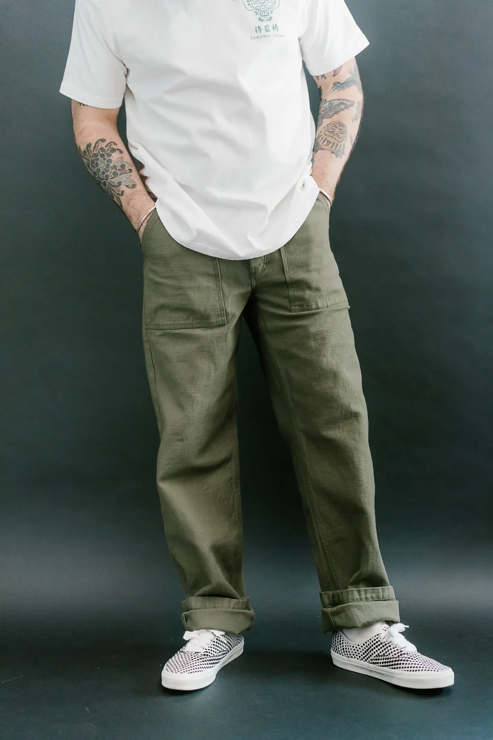 SJ52BP - 15oz Back Satin Heavy Baker Pant - Olive