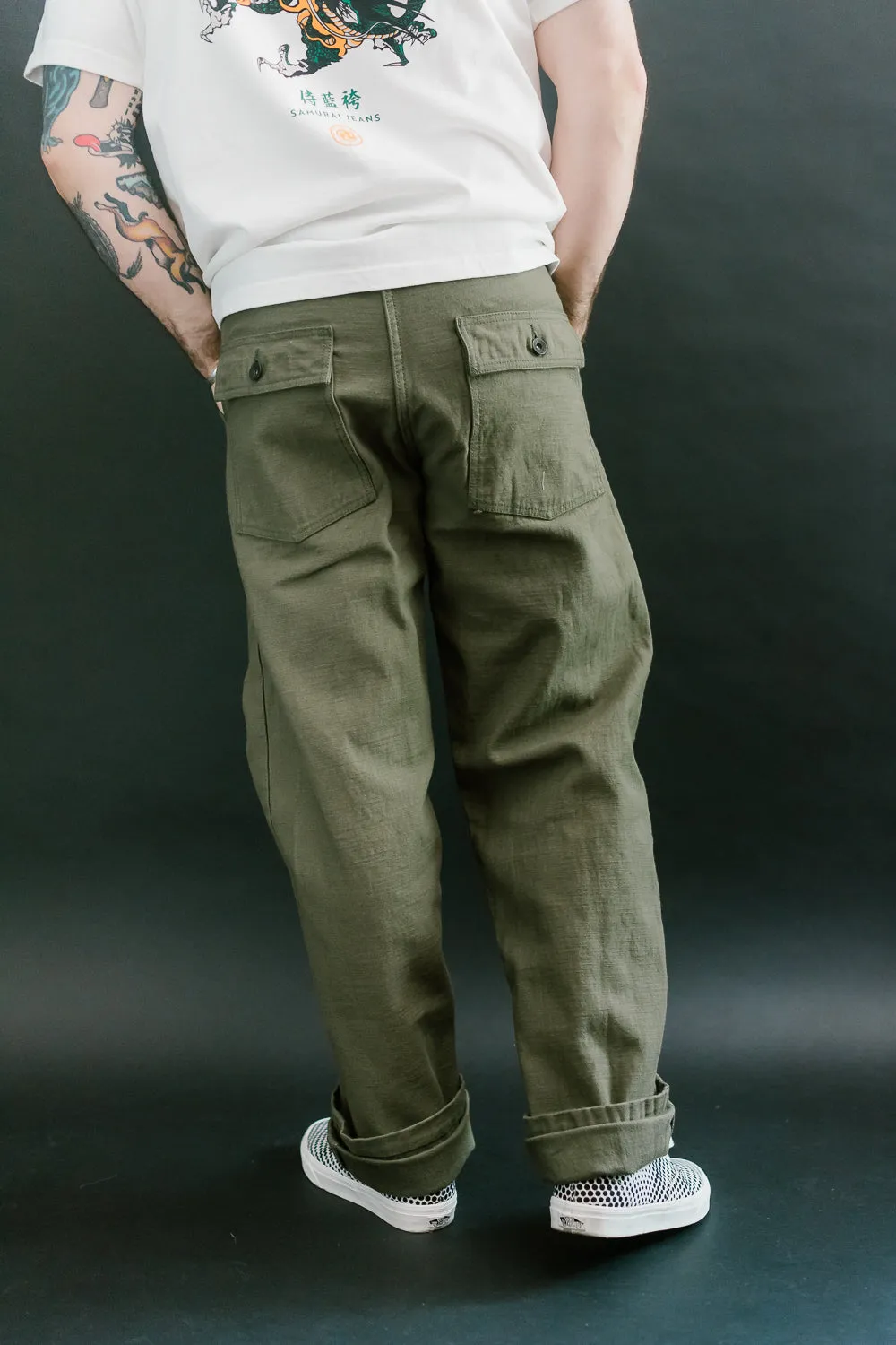 SJ52BP - 15oz Back Satin Heavy Baker Pant - Olive