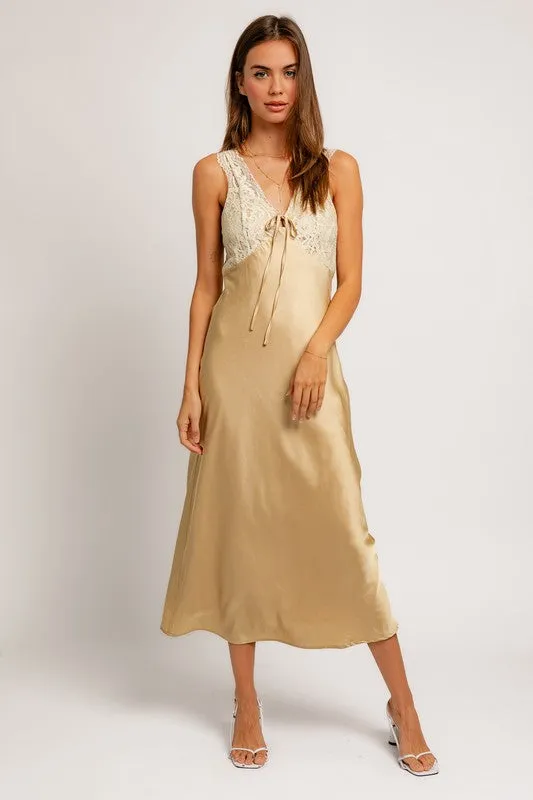 Sleeveless Dusty Yellow Slip Dress