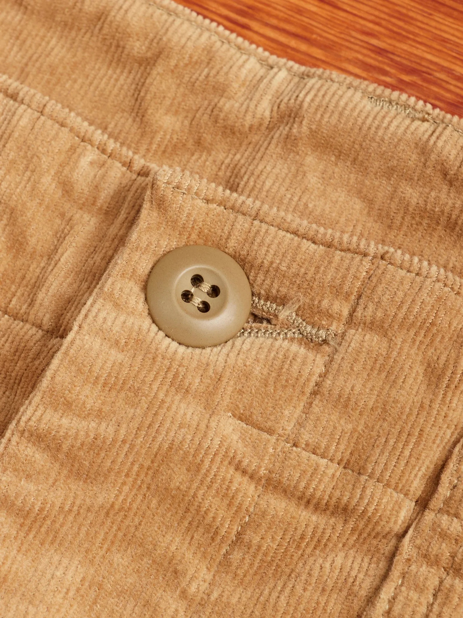 Slim Fatigue Pants in Beige Corduroy