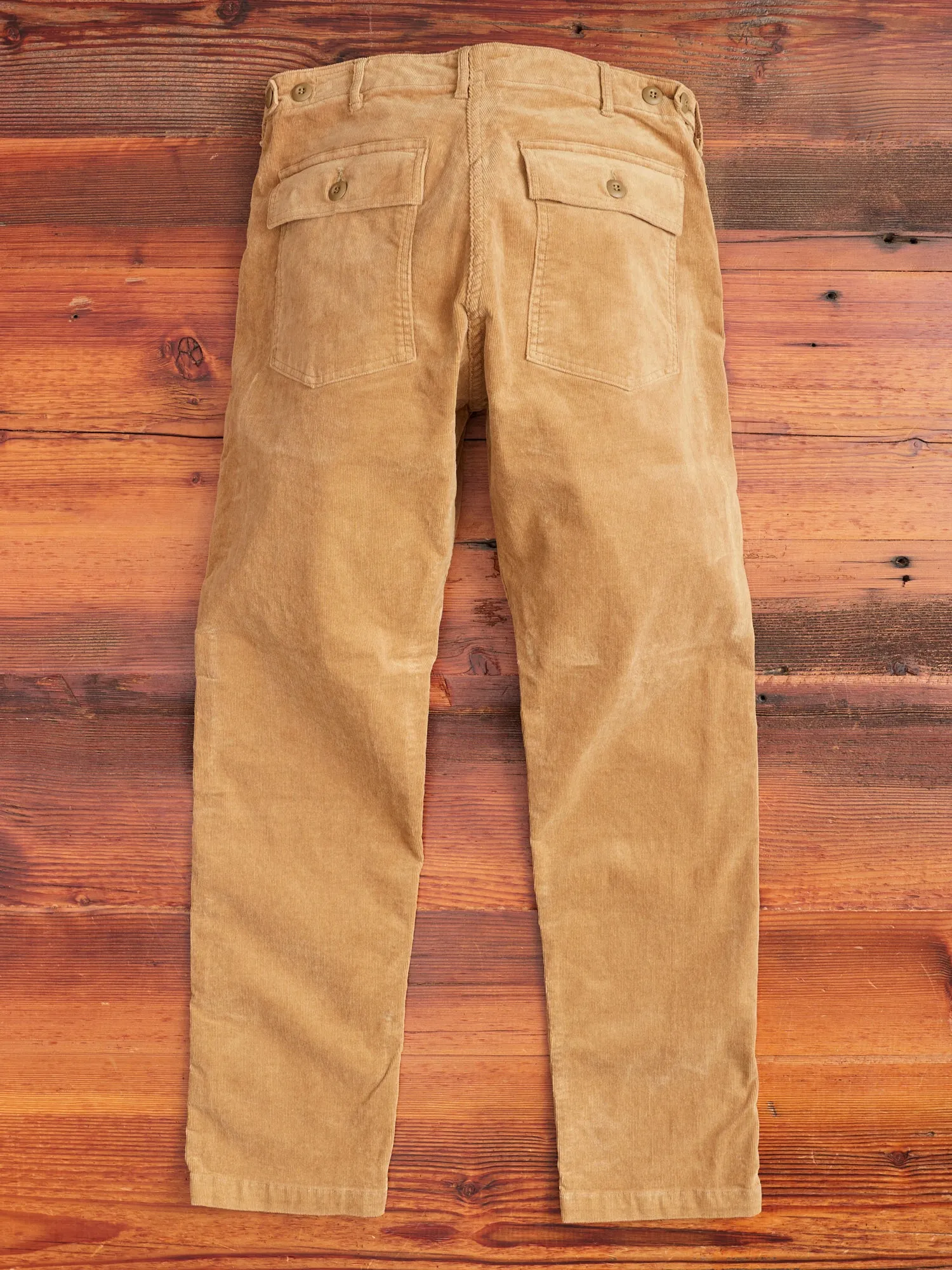 Slim Fatigue Pants in Beige Corduroy