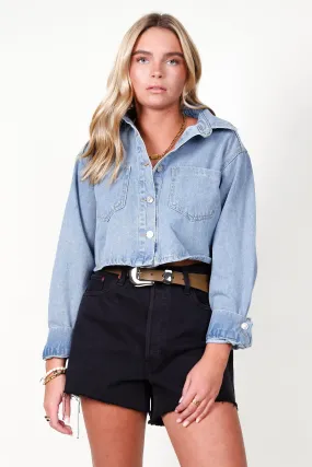 Solid Denim Pocket Shirt - Denim