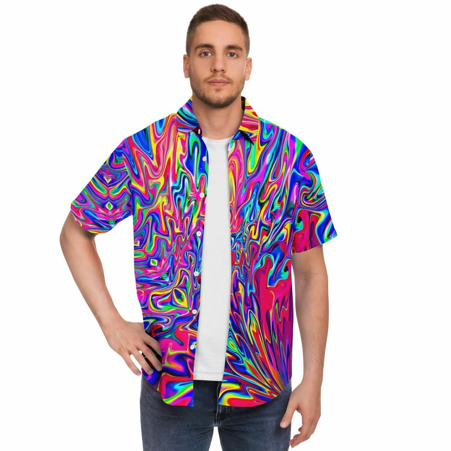 SONIC BLOOMING Short Sleeve Button Down Shirt | Psychedelic Pour House