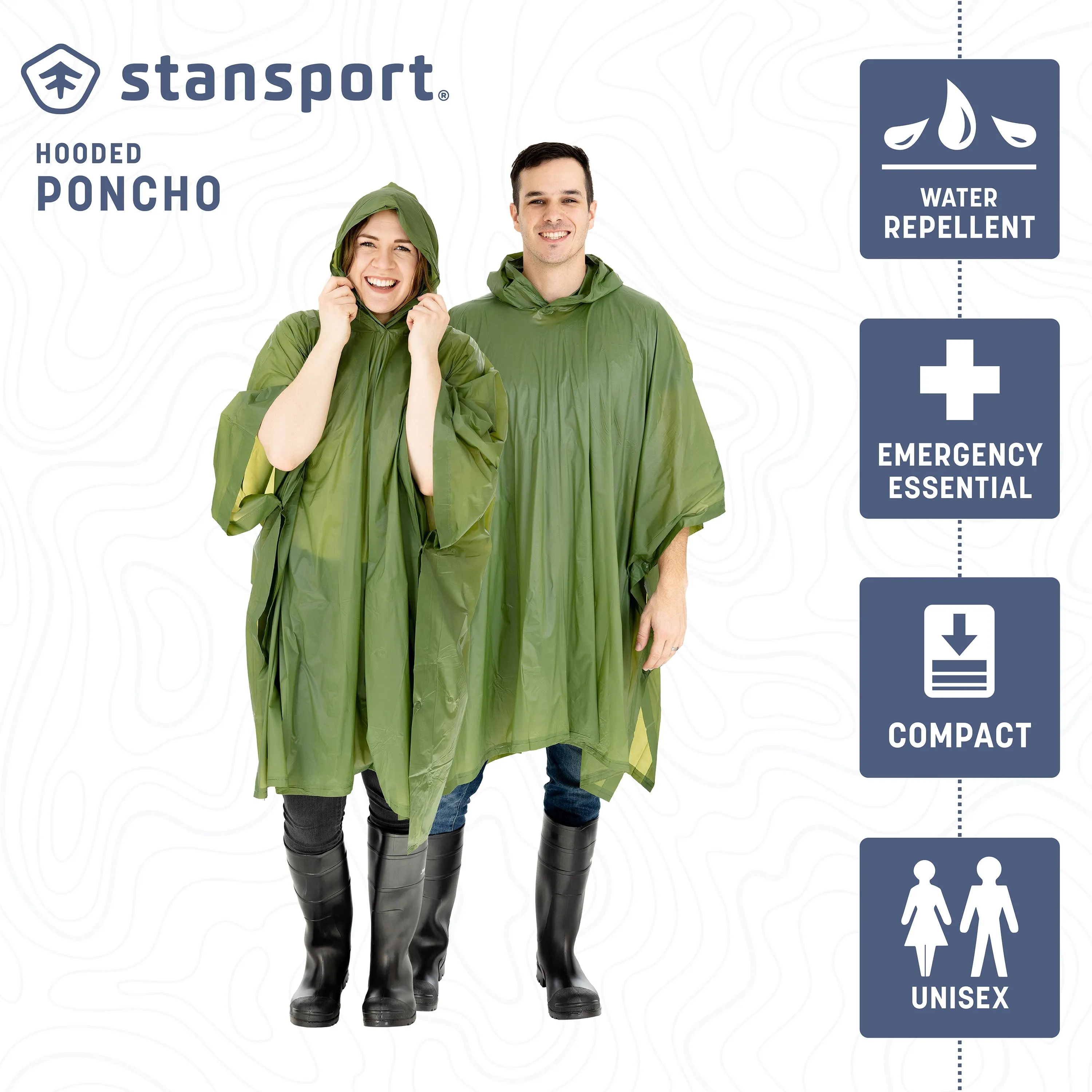 Stansport Vinyl Poncho - 52 In X 80 In - O.D.