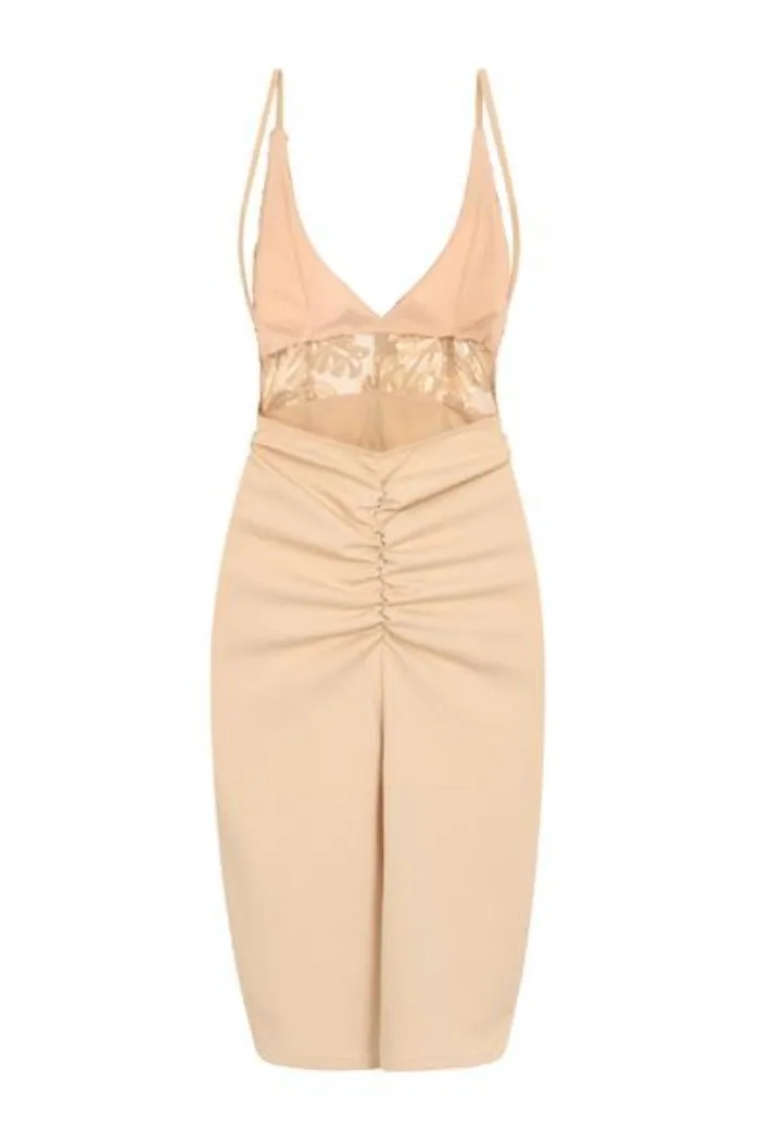 Stella Nude Slinky Butterfly Bum Backless Midi Dress