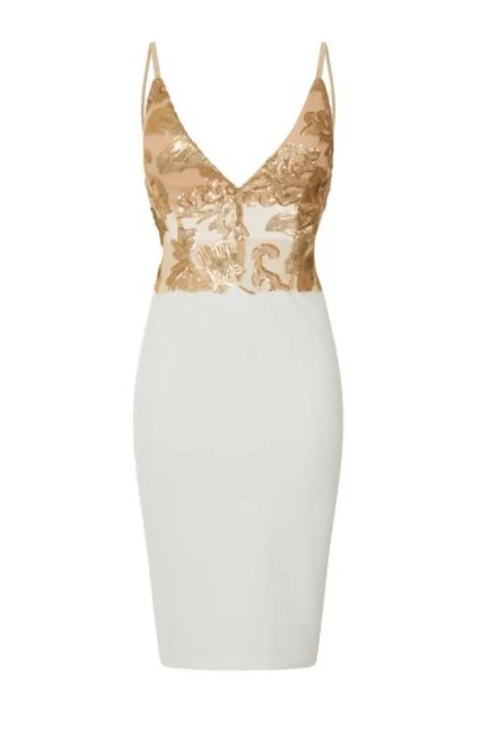 Stella White Slinky Butterfly Bum Backless Midi Dress