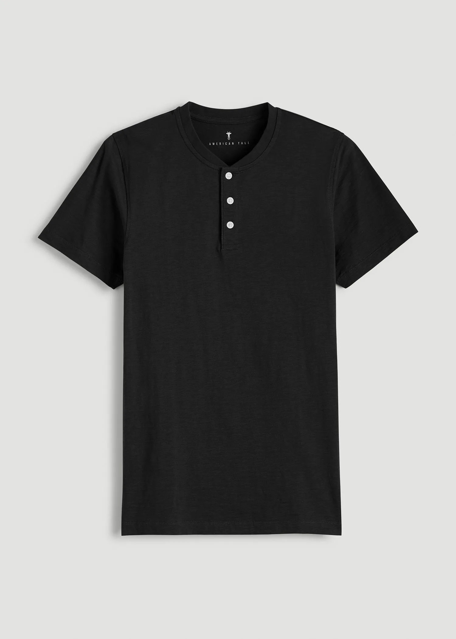 Sunwashed Short Sleeve Slub Henley for Tall Men in Black