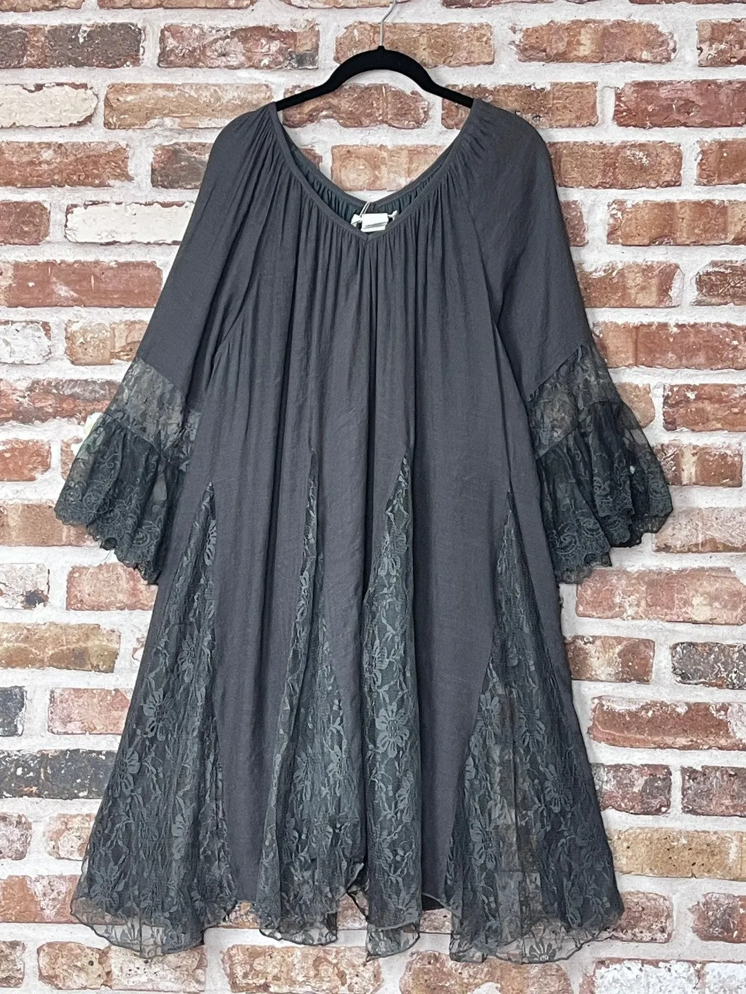 Superstar Hippie Oversized Charcoal Laced Dress