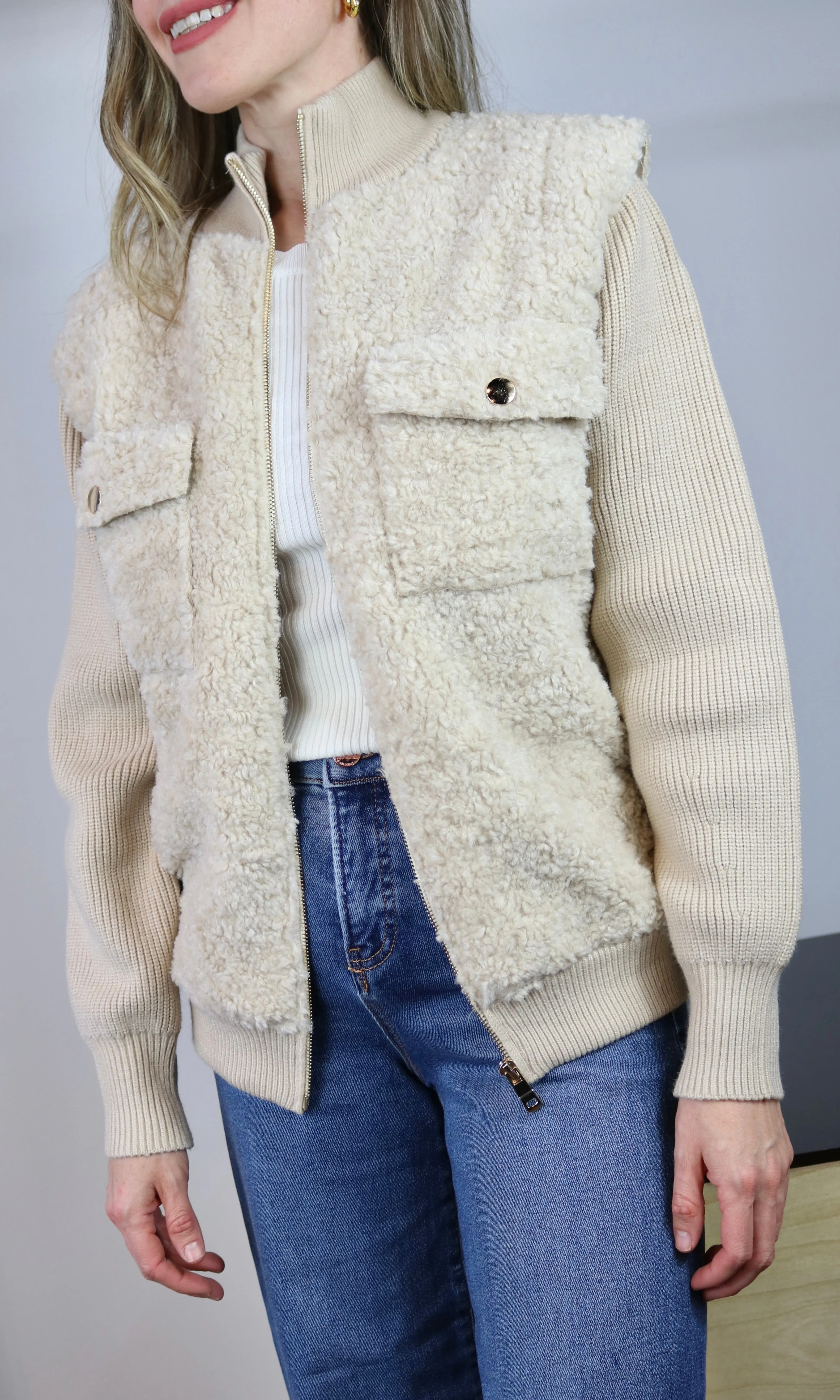 Sweater Sleeve Sherpa Jacket