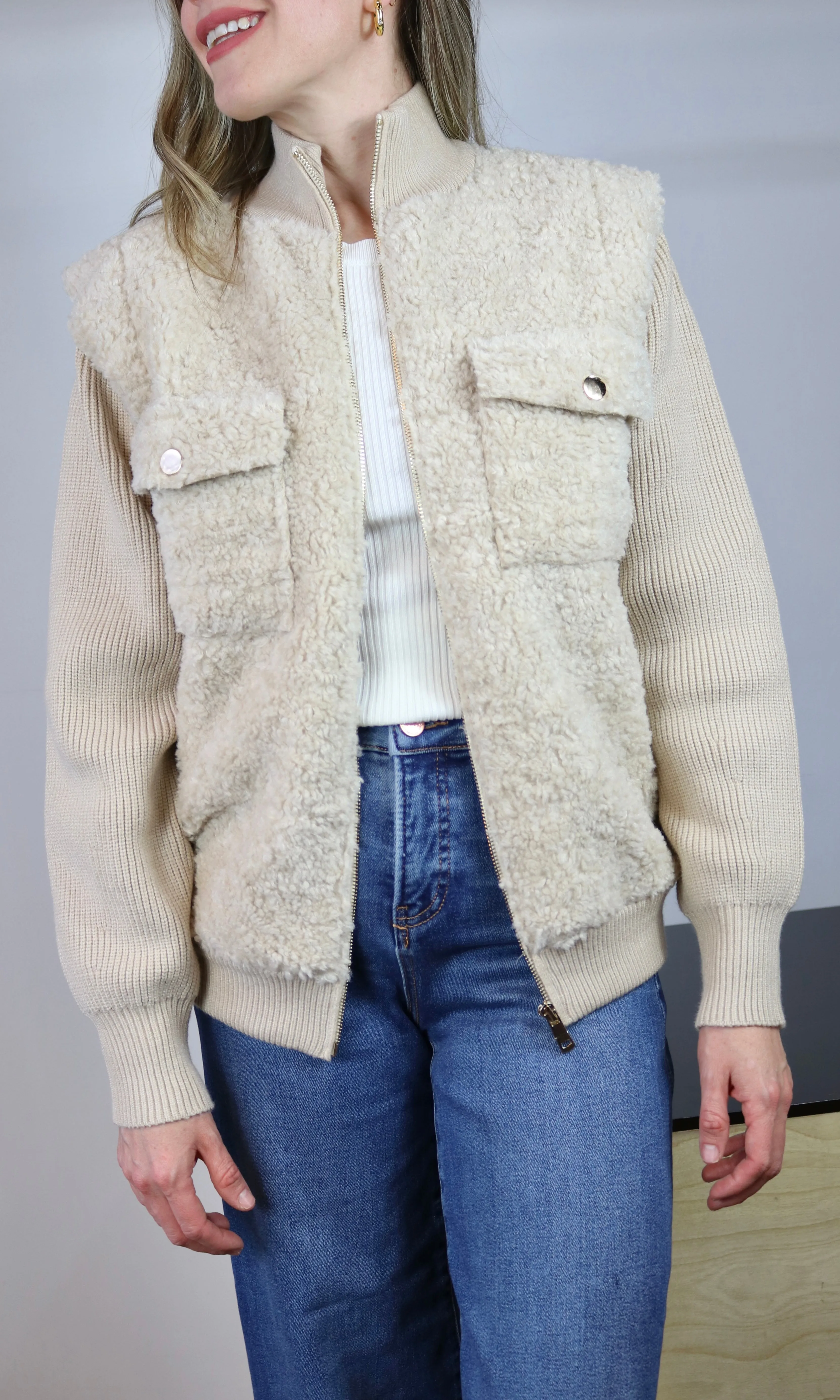 Sweater Sleeve Sherpa Jacket