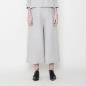 Szeki Signature Oatmeal Linen Cropped Wide-Legged Trouser