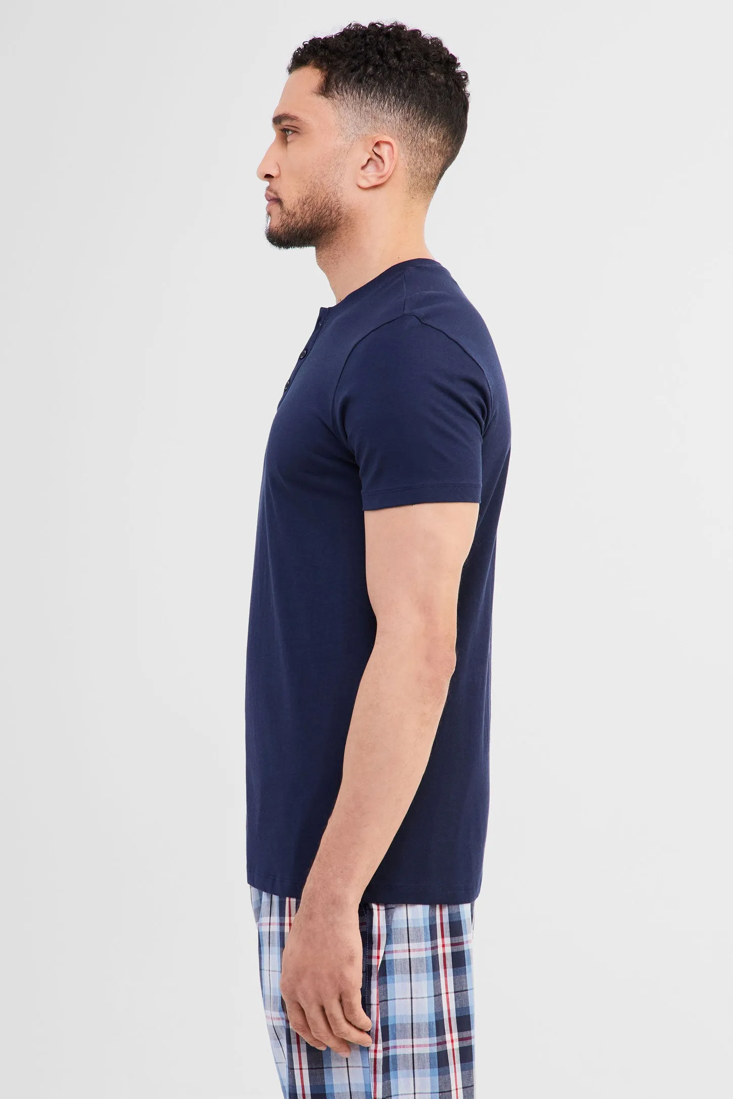 T-shirt Henley pyjama en coton - Homme