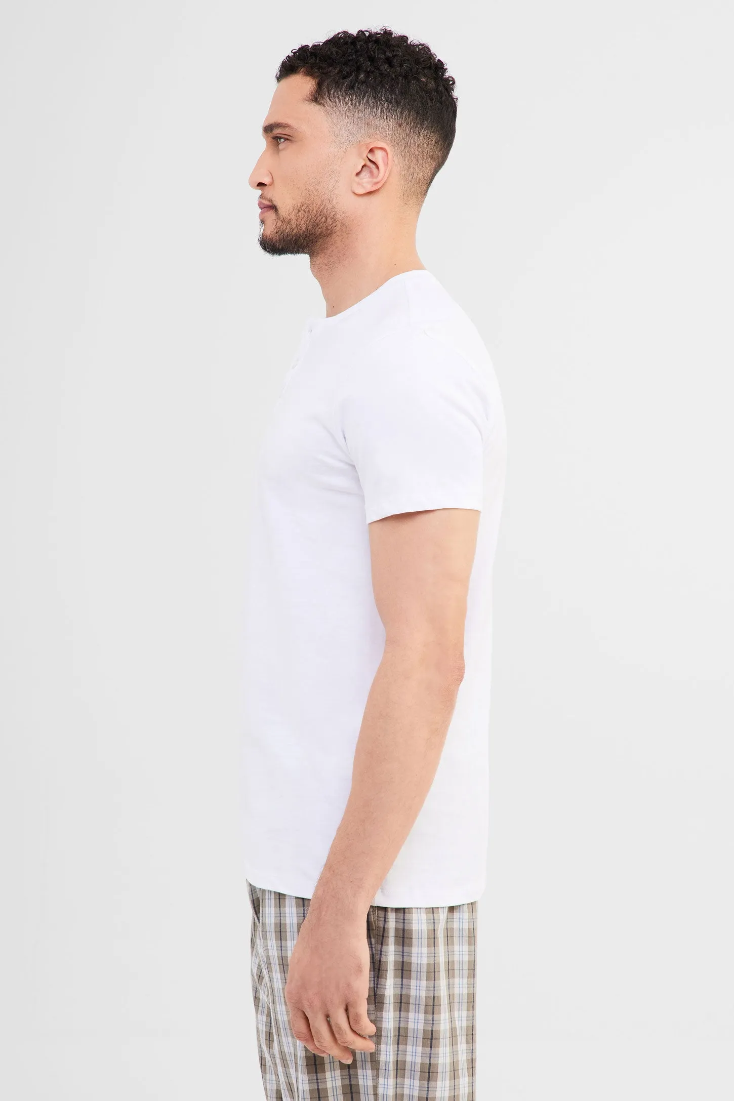 T-shirt Henley pyjama en coton - Homme