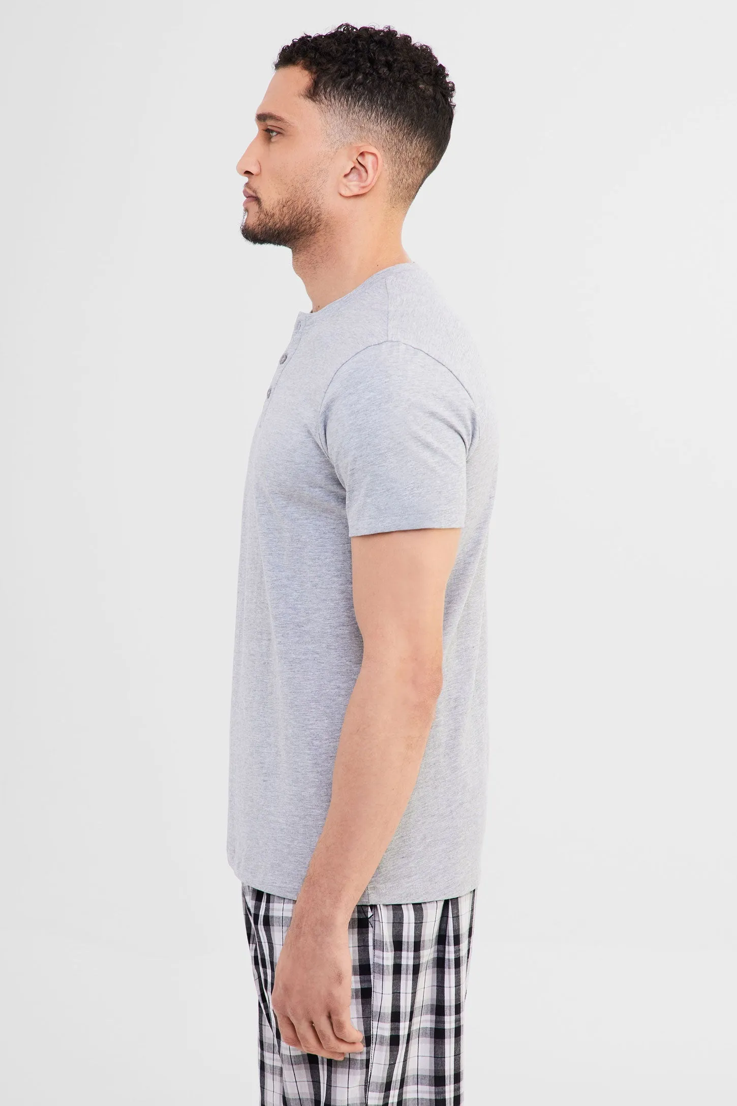 T-shirt Henley pyjama en coton - Homme