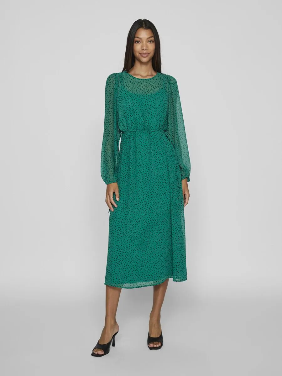 TANJA DOT MIDI DRESS (GREEN/BLACK DOT)