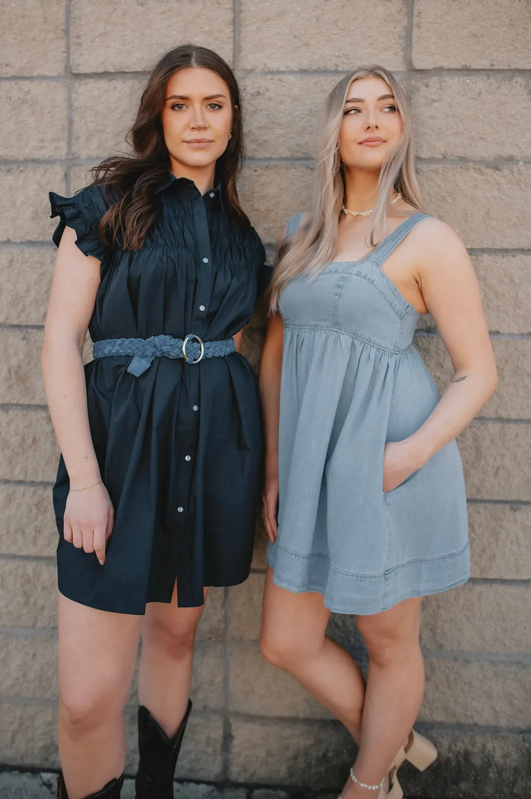 The Sweetheart Denim Babydoll Mini Dress