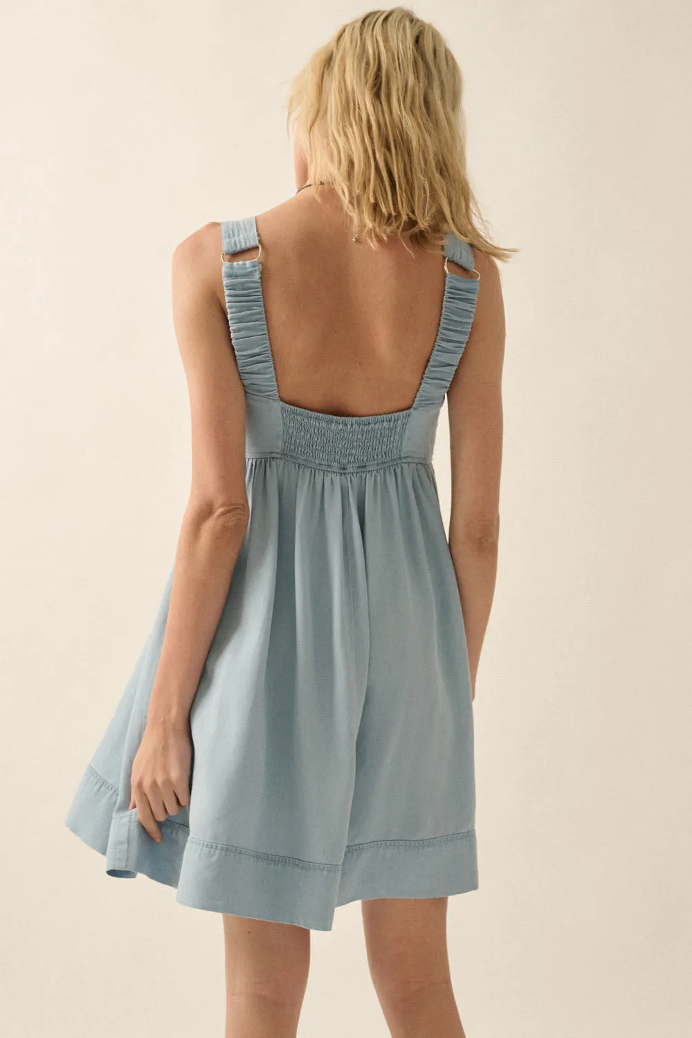 The Sweetheart Denim Babydoll Mini Dress