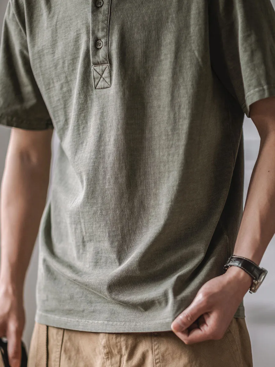 THREE BUTTON HENLEY T-SHIRT