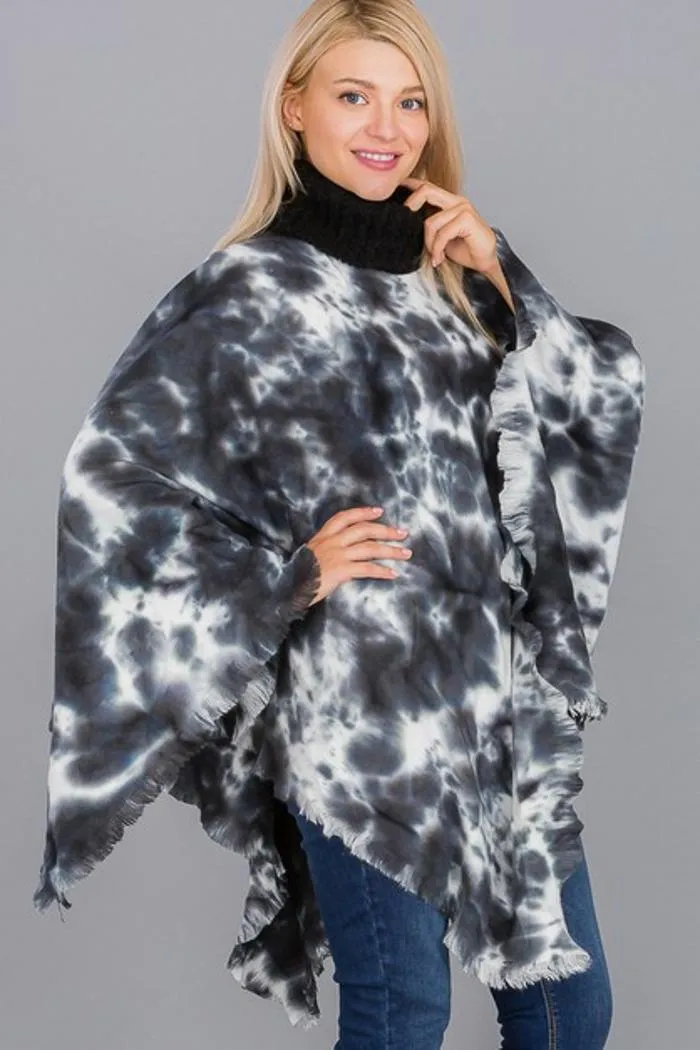 Tie Dye Fringe Poncho