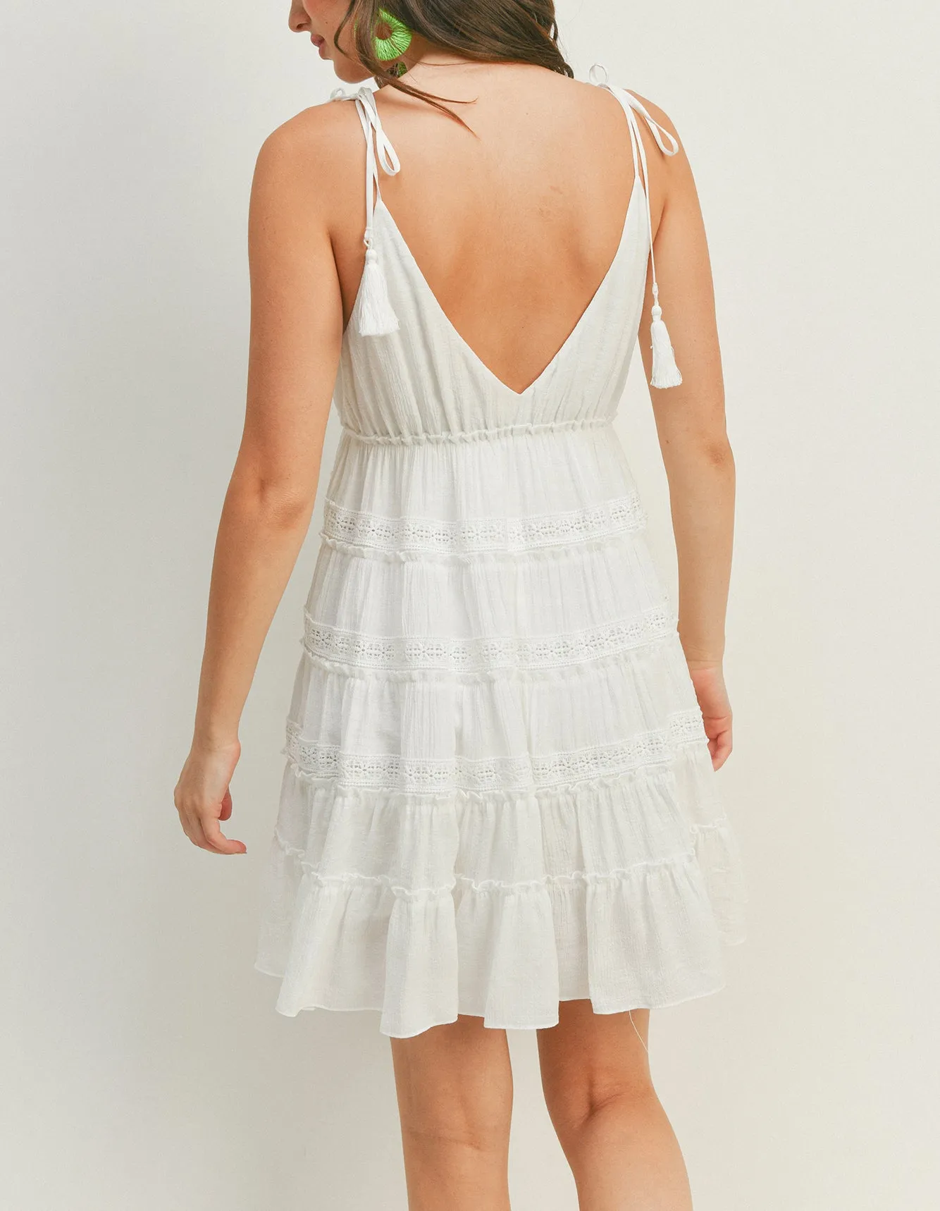 Tiered Crochet Trim Mini Dress