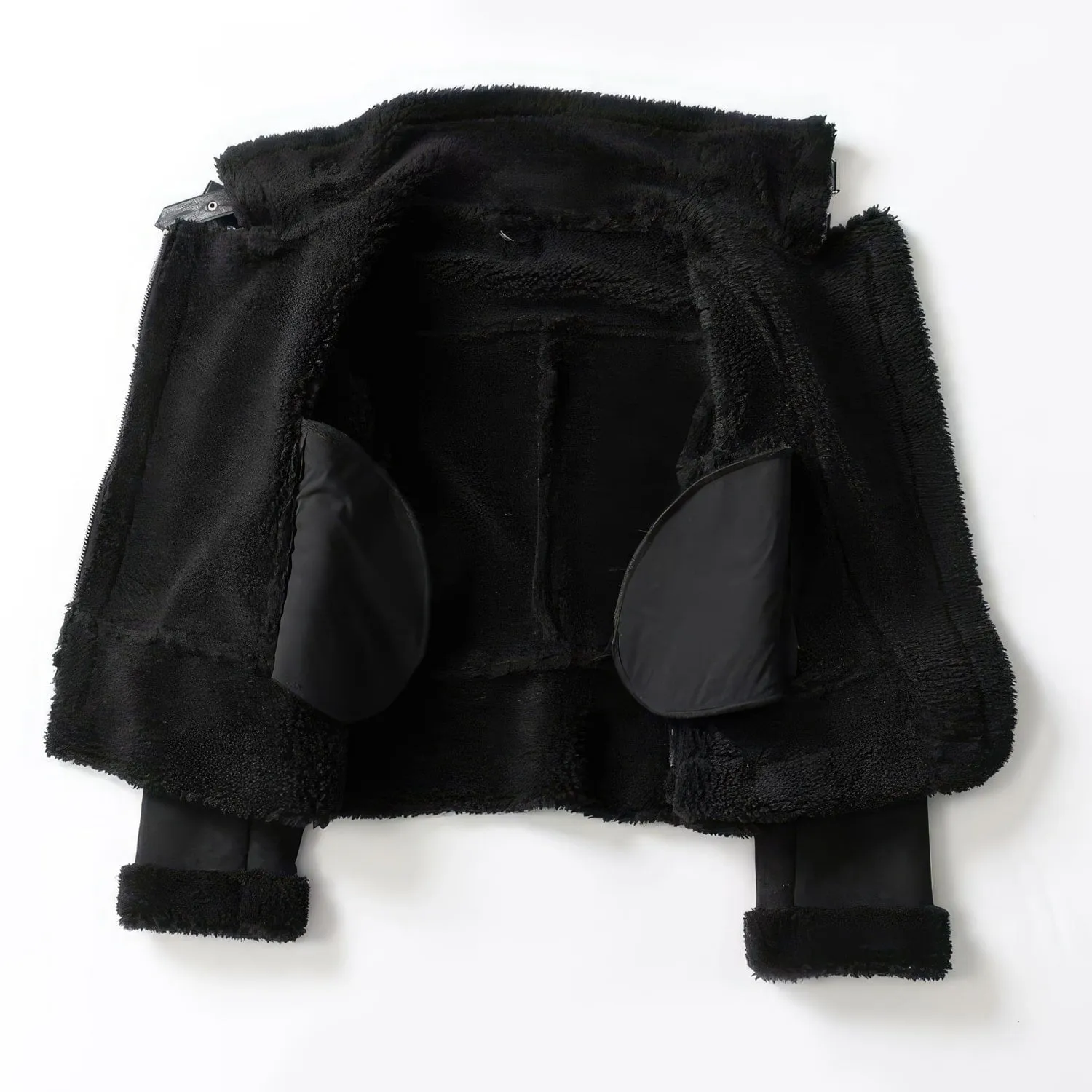 Timeless Women's Vintage Black Suede Lambskin Shearling Moto Biker Jacket