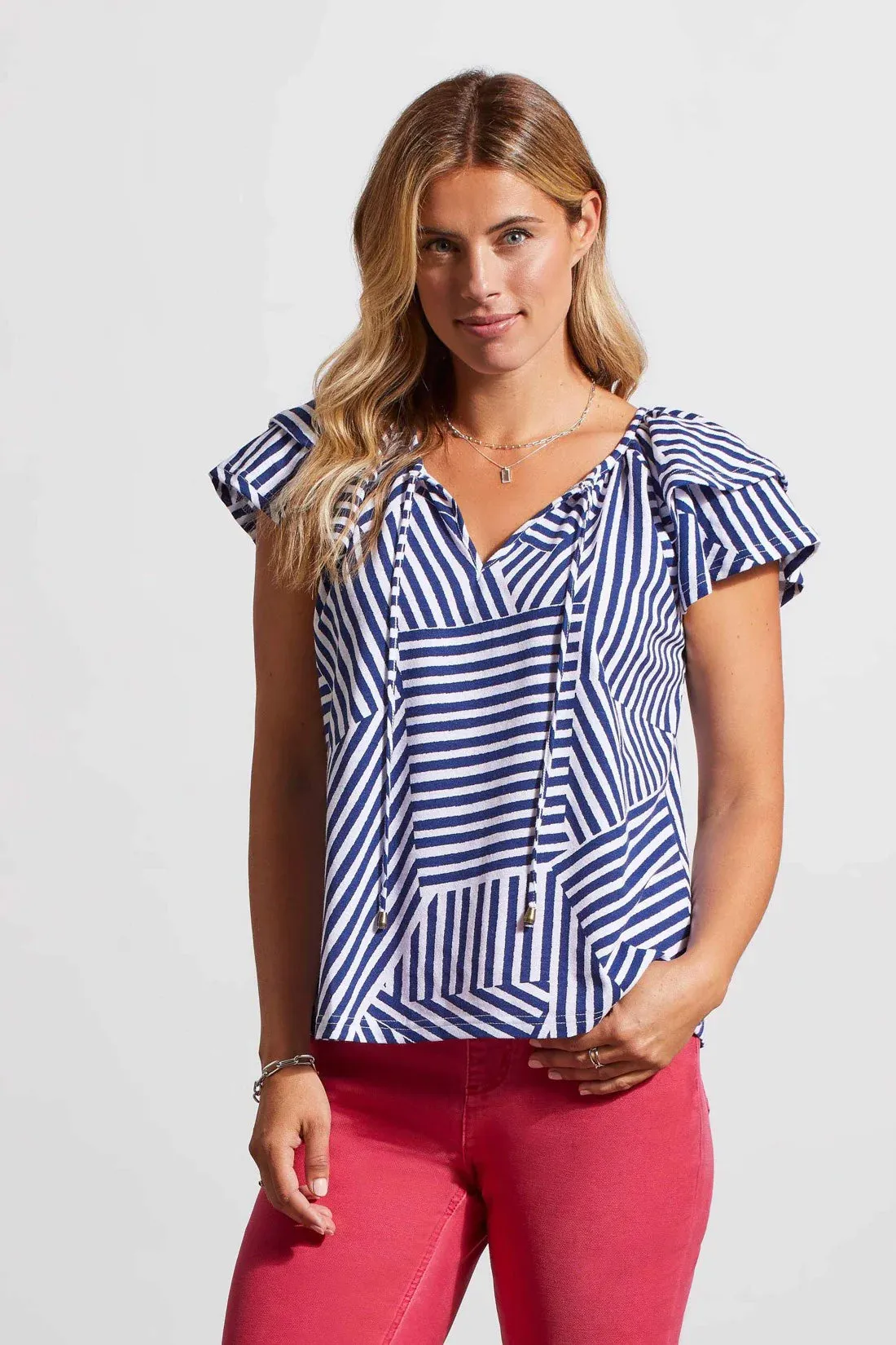 Tribal | Cap Sleeve Peasant Top with Ties | Women's