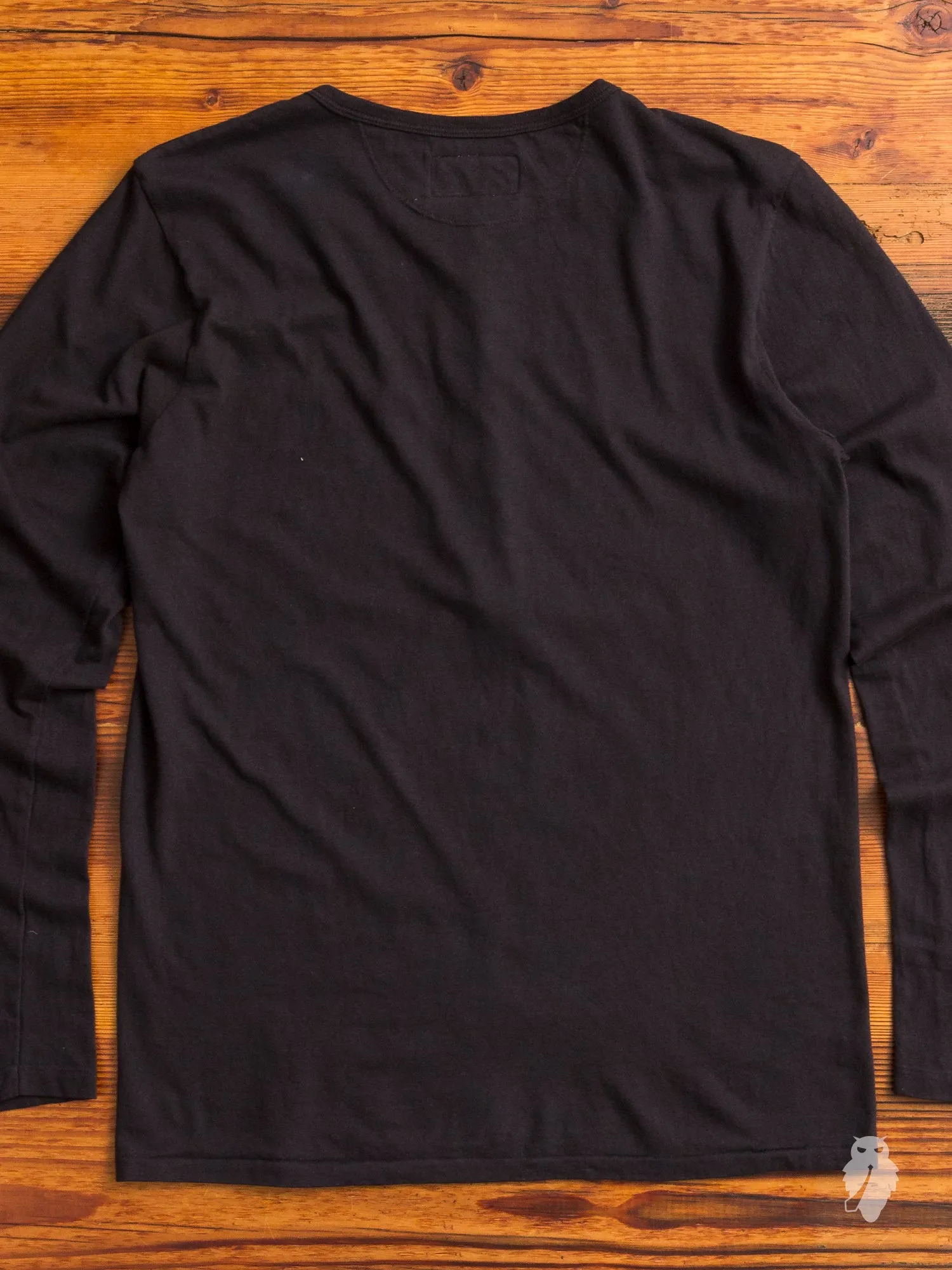 Tube Knit Long Sleeve Henley in Black