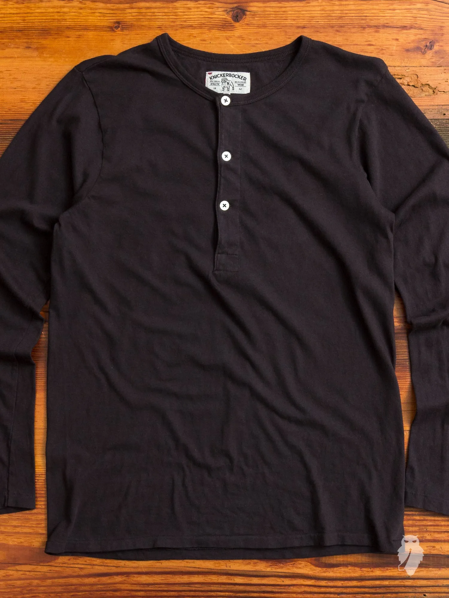 Tube Knit Long Sleeve Henley in Black