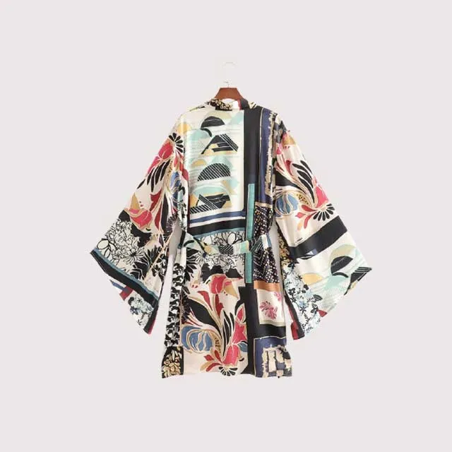 Two Piece Set Printed Kimono