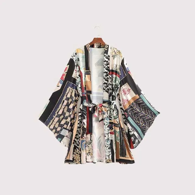 Two Piece Set Printed Kimono