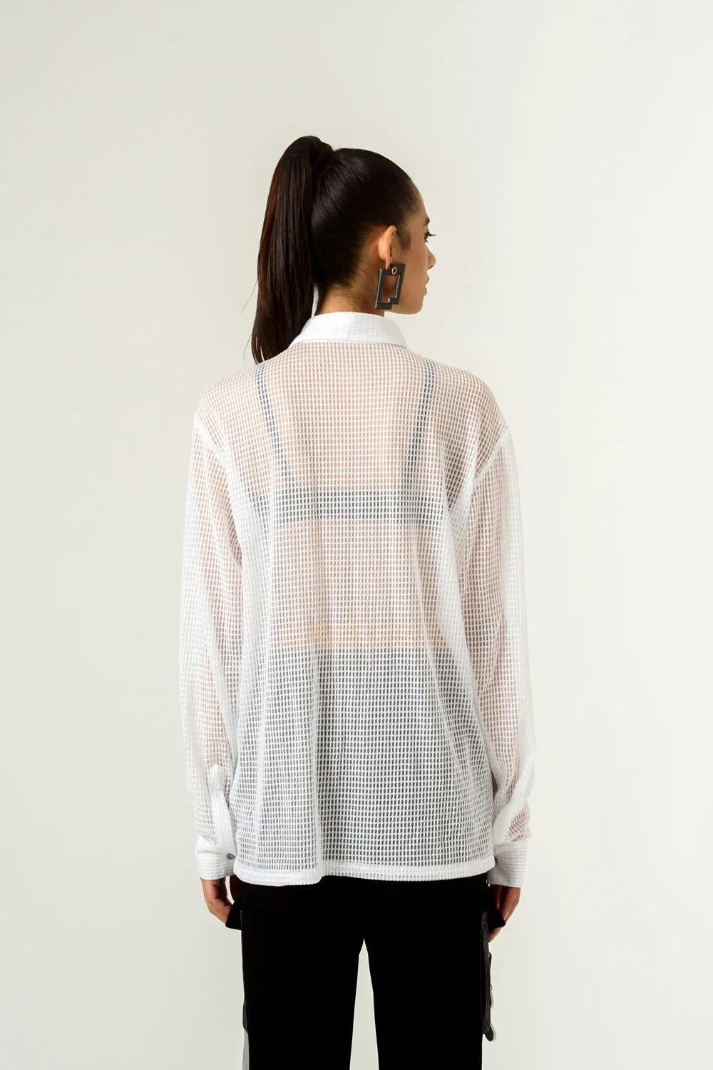 Unisex Dramatic White Mesh Shirt