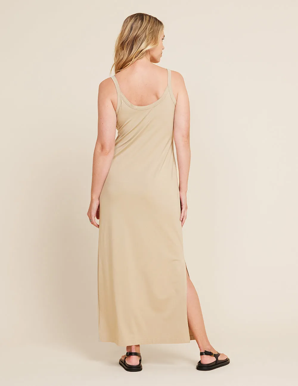 V-Neck Slip Dress - Stone