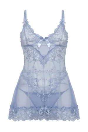 Valentine Light Blue Lace Babydoll • Curve